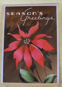 New 1940s Look Season's Greetings Card Laughing Elephant Red Poinsettia #897 - Picture 1 of 5