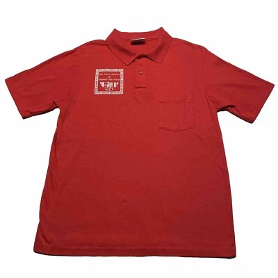 Vintage 80s Single Stitch Polo T-Shirt Men’s Medium Red Choir Art USA Made 90s - Image 1 of 4