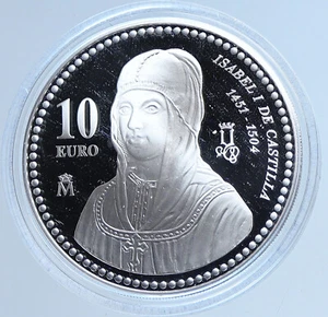 2004 SPAIN JUAN CARLOS I Queen Isabel I OLD Proof Silver 10 Euro Coin i113531 - Picture 1 of 3
