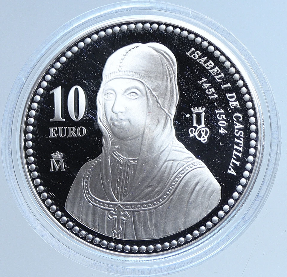 2004 SPAIN JUAN CARLOS I Queen Isabel I OLD Proof Silver 10 Euro Coin i113531 - Image 1 of 3