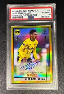 JUDE BELLINGHAM PSA 10 2020 MERLIN CHROME UCL ROOKIE GOLD REFRACTOR AUTO /50 RC