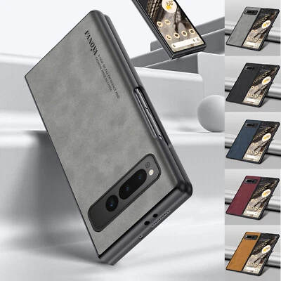 Fr Google Pixel Fold/9 Pro Fold Shockproof Plain Leather Skin-Friendly Slim Case