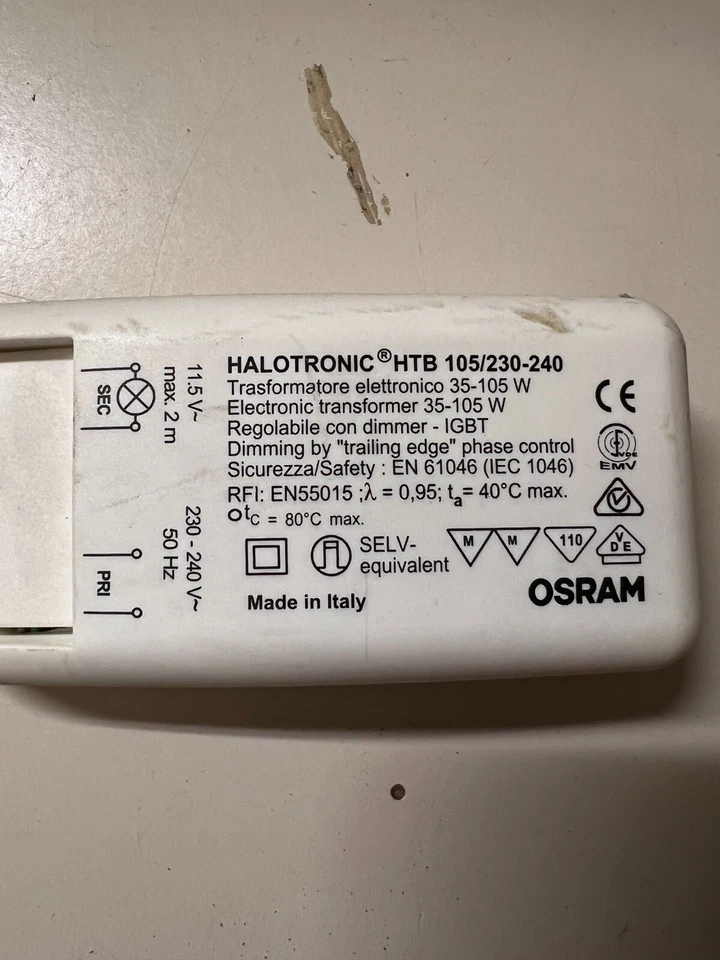 TRASFORMATORE ELETTRONICO OSRAM - HALOTRONIC HTB 105/230-240 - Immagine 1 di 1