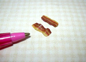 Miniature Adinolfi Pair of Bacon Strips 1/2" Long: DOLLHOUSE 1:12 Scale - Picture 1 of 1