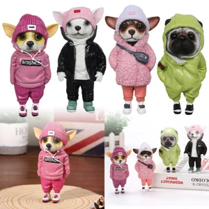 Handmade Resin Doll Standing Puppy Figure Toy Plush Chihuahua Sharpei Cute Dog - Picture 1 of 13