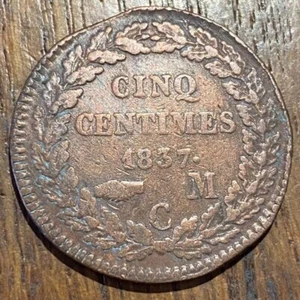 PIECE DE 5 CENTIMES HONORE V MONACO 1837 MC (1066) - Bild 1 von 2