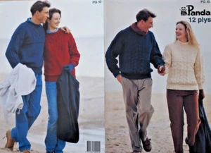 Panda Knitting Pattern Pamphlet - LADY/MAN JUMPERS & CARDIGAN IN 12PLYS - 10-20 - Picture 1 of 2