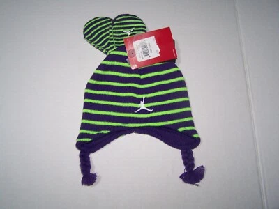 NWT Nike Jumpman23 Boys Beanie Hat Glove Set Size 12/24M Multicolor Stripe - Image 1 of 4