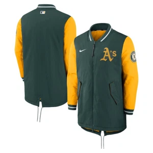Nike Dugout MLB Oakland Athletics A's giacca full zip verde/giallo uomo taglia S - Foto 1 di 3