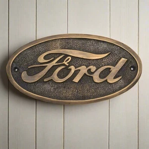 Ford Solid Brass Embossed Plaque With Antique Finish (6.25" x 3.5") - Picture 1 of 3