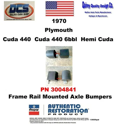 Parachoques de eje trasero Plymouth HEMI 440 1970 Cuda Frame Rail 3400841 nuevo MoPar EE. UU. Foto 1 de 2