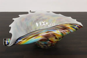 Large Multi-Coloured Glass Shell Shaped Bowl 10" Diameter 12.5" Long - Picture 1 of 8