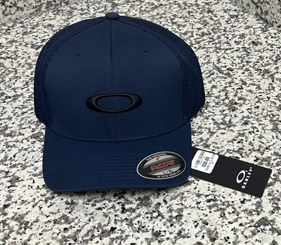 OAKLEY Flex Fit L/XL Para hombres Malla Elipse Logo Azul Sombrero Gorra Nuevo Foto 1 de 3