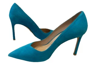Stuart Weitzman Azul Turquesa Gamuza Tacones de Aguja Fiesta Noche Zapatos 37 UK 4 - Imagen 1 de 16
