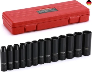 CASOMAN 13 Pieces 3/8-Inch Drive Impact Socket Set, 6-Point, Metric, Deep, - Bild 1 von 5