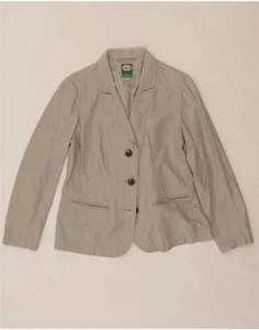 CHERIE Womens 3 Button Blazer Jacket IT 44 Medium Grey Linen CB08 - Picture 1 of 4