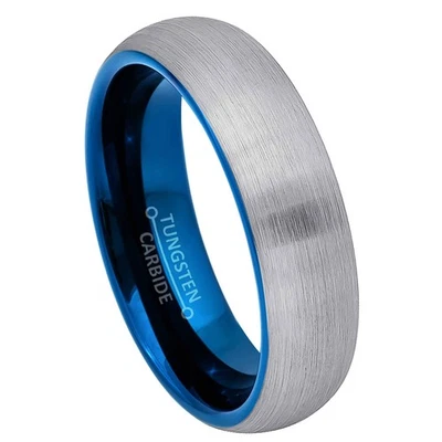 Joyería Avalancha Azul y Gunmetal IP Domo Carburo de Tungsteno Hombres Mujeres Boda Prohibición Foto 1 de 4