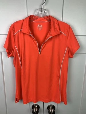 Polo de golf Slazenger L 1/4 cremallera manga corta pickleball tenis rojo neón Foto 1 de 4