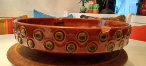 MCM Italian Bitossi ? Geometric Large Round 10" Ashtray Pottery Made In Italy - Picture 1 of 17