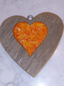 Wood Heart With Ceramic Heart Wall Hanging - Picture 1 of 4