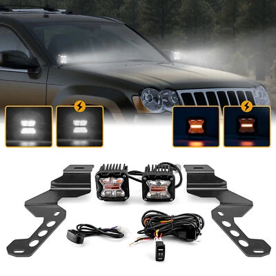 Luces estroboscópicas blancas ámbar de 3"" para Jeep Grand Cherokee 05-10 + montaje de zanja + cable DT Foto 1 de 4
