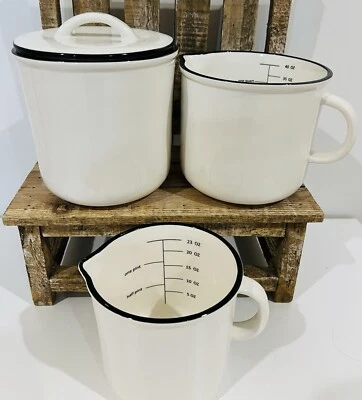 NEW Magnolia Farmhouse Basics Canister And Measuring Cups Set Decor Kitchen - Image 1 of 4