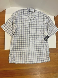 NWT Nautica Sleepwear Short Sleeve Plaid Sleep Lounge Pajama Shirt L  Valentine - Picture 1 of 2