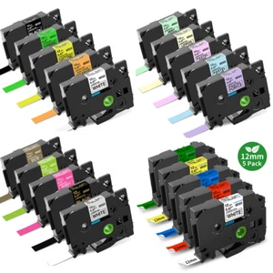 5X Schriftband für Brother TZE-231 12mm 0.47" 8m Schwarz auf Weiß Farbband Tape - Bild 1 von 17