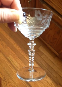 6 LIBBEY ROCK SHARPE CRYSTAL ETCHED FLORAL CHAMPAGNE COUPE SHERBET GLASSES - Picture 1 of 7