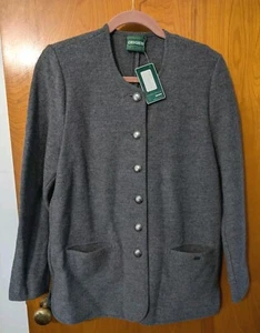 Women's NWT Geiger LS Button Down Gray Wool Coat Jacket Austrian Size 38 NEW - Picture 1 of 9