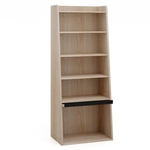 6-Tier Bookcase Freestanding Ladder Bookshelf Flip Up Door W/ 2 Adjustable Shelf - Picture 1 of 10