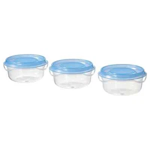 IKEA PRUTA - Set de 3 Recipientes para Alimentos-70 ml-Transparente/Azul-Sin BPA - Imagen 1 de 4