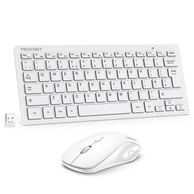 Tecknet 2,4 GHz kabelloses Mini-Tastatur-Maus-Set, geräuschlos zu-km006 weiß - Bild 1 von 4