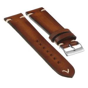 StrapsCo Hand-Stitched Vintage Faded Leather Watch Band - Quick Release Strap - Picture 1 of 25