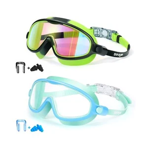 Seago Swim Goggles 2 Pack Anti-Fog Anti-UV Wide View Swimming Goggles for Kid... - Picture 1 of 6