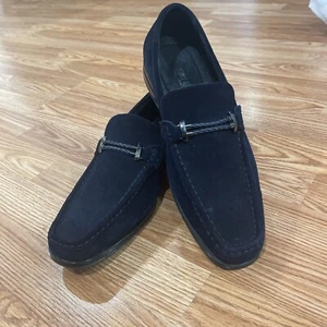 Men's Stacy Adams Neville Moc-Toe Slip-On Memory Foam Loafers Blue Suede Sz 11 - Picture 1 of 9