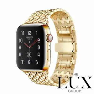 Link Bead Butterfly Band 24k Gold Plated Stainless Steel fits Apple Watch 38mm - Picture 1 of 2