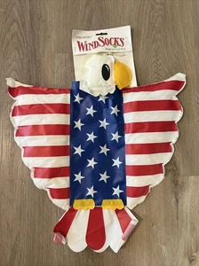 VTG RARE Bald Eagle American Flag 3D Windsock 19"x17" Patriotic Americana July 4 - Picture 1 of 10