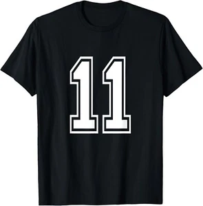 Number 11 Front + Back Varsity Sports Team 11th Birthday T-Shirt - Picture 1 of 3