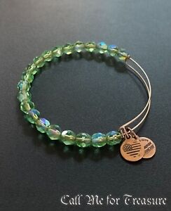 Alex and Ani green Swarovski Crystal bead bangle bracelet