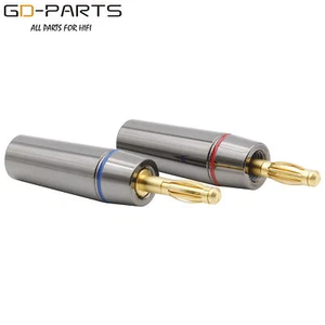 EIZZ 24K Gold Plated Male Banana Plug Connector For Binding Post Hifi Audio DIY - Picture 1 of 8