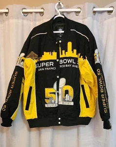 Super Bowl 50 Commemorative NFL Snap Twill Black & Gold Jacket Size 2XL NWT - Picture 1 of 13