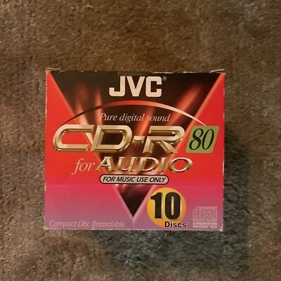 JVC CD-R80 / CD-RA80 10 PACK Audio Music CD-R Blank Recordable Disc 80 MINS NEW - Image 1 of 4