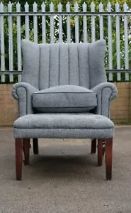 Stunning Tetrad Dunmore Arm Chair Footstool In Slate Grey Harris Tweed Del Ava🚚 - Picture 1 of 24