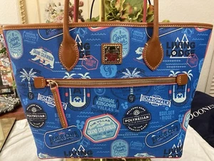 Dooney Bourke Blue Disney World Disneyland Vacation Resorts Large Tote Travel - Picture 1 of 21