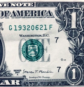 1932 June 21: Birthday Note One Dollar Bill Fancy Serial Number G 1932-0-6-21 F - Picture 1 of 3