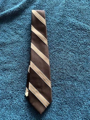 Corbata Oscar De La Renta Marrón Rayas Diagonales Vintage Jordan Marsh Poliéster Foto 1 de 4