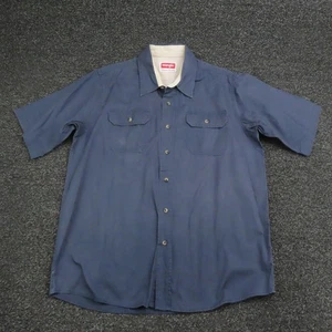 Wrangler Shirt Mens Large Blue Short Sleeve Button Up Workwear Casual Pockets - Picture 1 of 7