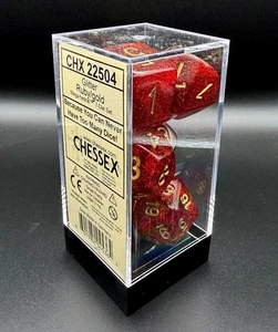 Chessex Dice 22504 Glitter Ruby / gold Mega-Hedral 7 Die Set - Picture 1 of 4