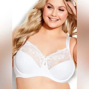 Avenue 36D White Bra Embroidered Full Support Underwire Bra NEW - Picture 1 of 13
